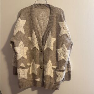 Gray Cardigan with White Star Pattern